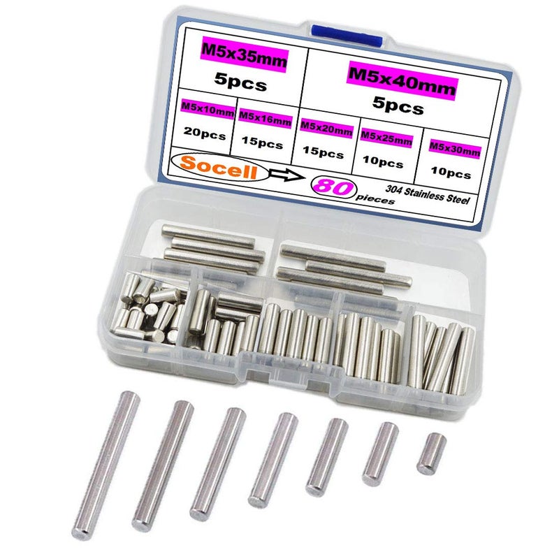 Socell 80 Pieces Dowel Pin Stainless Steel Shelf Support Pin Fasten Elements Shelf Bracket Pegs Cabinet Furniture Shelf Pins Support Assortment Kit - Image 1